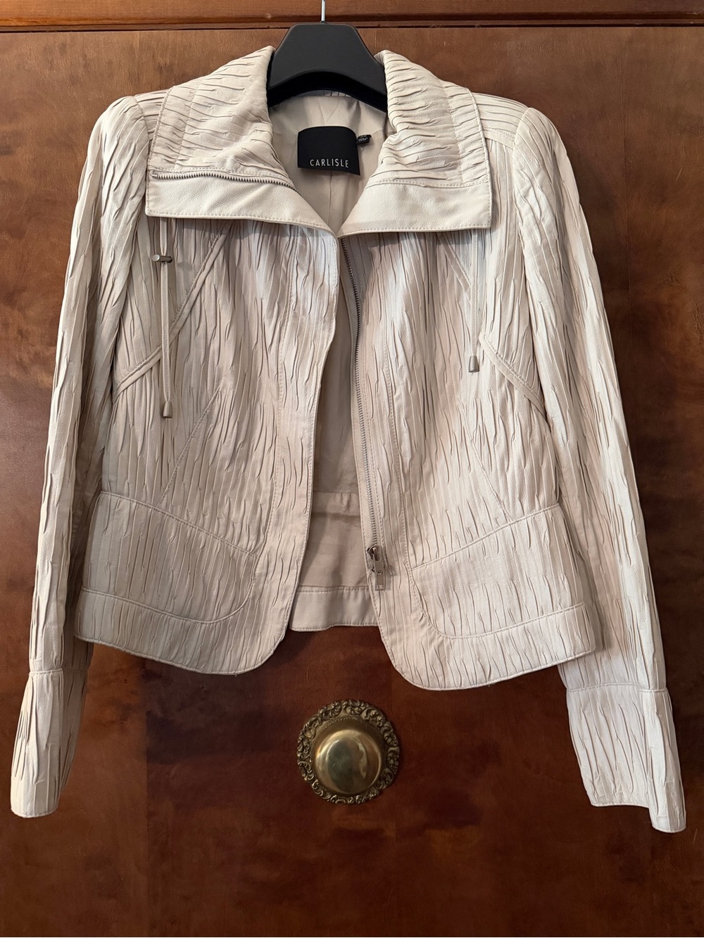 Carlisle Cream Textured Zip-Front Jacket